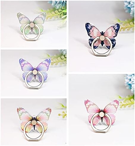 Cute Butterfly Phone Ring Finger Holders, Cell Phone Ring Stands Mount Smartphone Kickstand for Desk 360 Degree Rotation(5Packs)...