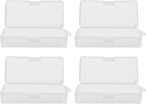 4 Packs Small Plastic Boxes,Clear Plastic Storage Container Bins with Latching Lids,Stackable Craft Box Containers for Craft Supplies and Little B...