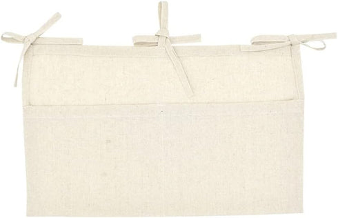 Linen Baby Bedside Hanging Storage Bag,2 Pockets Organizer for Baby Cribs and Toys (Burlywood)...