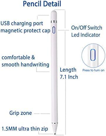 Active Stylus Compatible with Apple iPad, Stylus Pens for Touch Screens,Rechargeable Capacitive 1.5mm Fine Point with iPhone iPad and Other Tablet...