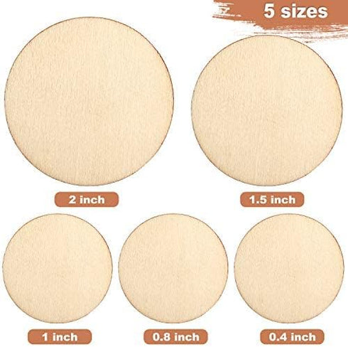 450 Pieces Unfinished Wood Slices Round Wooden Disc Circles Wooden Circles for Crafts Wood Cutouts Christmas Ornaments for Craft and Decoration, 5...