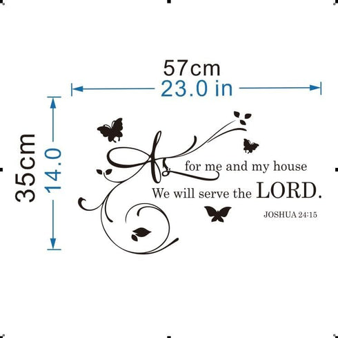 Joshua Quotes Wall Decal As for me and My House We Will Serve The Lord Bible Verse Lettering Wall Sticker Removable Mural for Living Room Kids Roo...