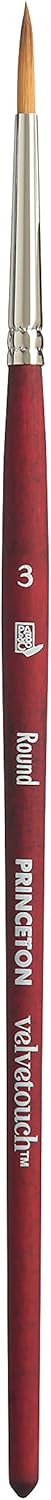 Princeton Velvetouch Paintbrush, Size 3, Scarlet...