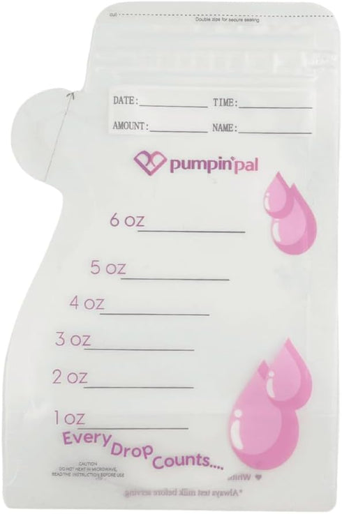 Pumpin' Pal Milk Storage Bags With Exclusive Temperature Sensing Indicator - QTY 50 6 oz zip lock top freezer storage bags...