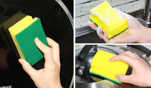 Multifunction Scrub Sponge Protects Nails and Fingers – Sponges for Cleaning Remove Tough Stains, Grease, Residue (Green 1 pcs)...
