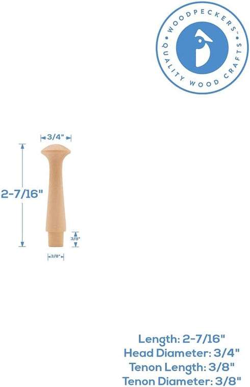 Wooden Shaker Pegs 2-7/16-inch w/ 3/8-inch Tenon, Pack of 50 DIY Wooden Wall Hooks, Wood Hooks for Hanging Shaker Peg Rail and Coat/Hat/Towel Hook...