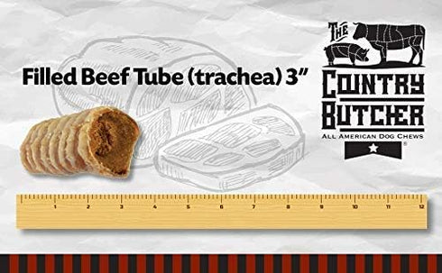 Filled Beef Trachea Dog Treats, Glucosamine and Chondroitin for Joint Health, Natural, Tough, Stuffed Chew Toy, Made in The USA, Chicken N Rice, 5...
