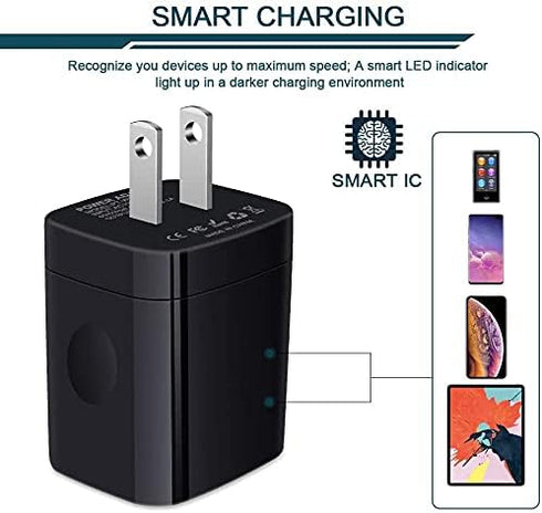 AILKIN 3 USB Wall Charger, Triple Charger Adapter, Fast Charging Block Home Charger Station Block Cube Plug for iPhone, Samsung Galaxy, LG, Motoro...