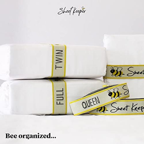 MADE IN THE USA - Sheet Keepers Closet Organization – Bed Sheet Organizer – Closet Organizer Sheet Bands Bed Linen Label – Bed Sheet Storage Sheet...