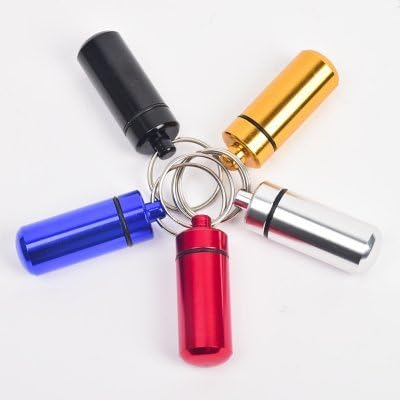 Onwon Waterproof Aluminum Pill Box Case Bottle Cache Drug Holder Keychain Container 6 Pcs,6 Color...