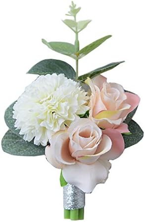 MOJUN Boutonniere and Wrist Corsage Set Wedding Flowers Accessories Prom Suit Decoration...