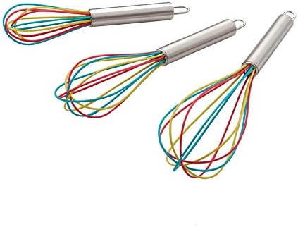 ExcelSteel Stainless Steel Whisk With Silicone (Set of 3), Medium, Tri-Color...