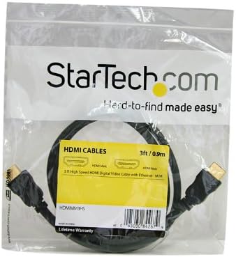 StarTech.com 3 ft High Speed HDMI Cable with Ethernet - Ultra HD 4k x 2k HDMI Cable - HDMI to HDMI M/M - 1080p Audio/Video, Gold-Plated (HDMIMM3HS...