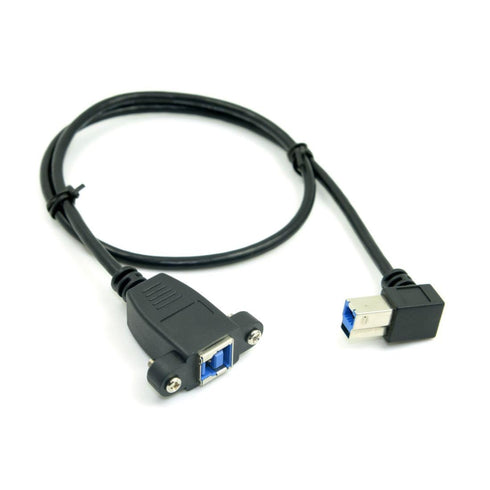 chenyang Printer Cable,USB 3.0 Type B Male to Female 90 Degree Angled Extension Cable with Panel Mount Screws for Printer, Hard Disk 50cm...