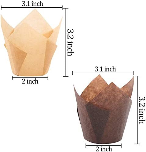 Augshy Tulip Cupcake Liners, 60pcs Baking Cups Muffin Tins Treat Cups for Weddings, Birthdays, Baby Showers, Brown and Natural...