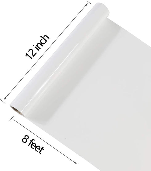 TUMIYA White Heat Transfer Vinyl HTV Rolls, 12" x 8ft White Iron on Vinyl for T-Shirt, Glossy Adhesive HTV Vinyl for Heat Press DIY Design Easy to...