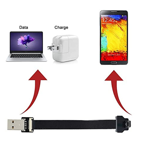 NFHK Up Angled USB 2.0 Type-A Male to Micro USB 5Pin Male Data Flat Slim FPC Cable for FPV & Disk & Phone 50CM...