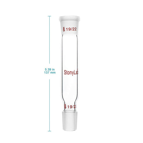 stonylab Glass Straight Connecting Adapter, 90mm from 19/22 Outer Joint to 19/22 Inner Joint for Laboratory Lab Supply, Borosilicate Glass...
