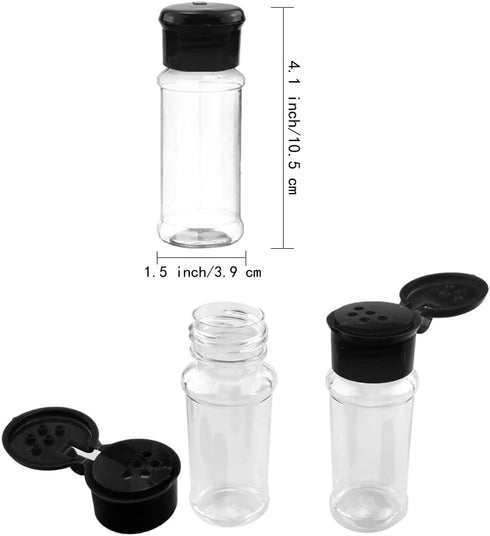 3 OZ Plastic Spice Jars Bottles with Black Sifter Caps Seasoning Jars Set Shaker Lids for Condiment Storing Spice...
