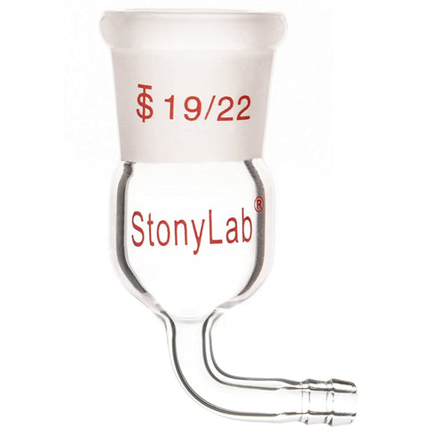 stonylab Glass 90 Degree Vacuum/Inert Gas Adapter, Borosilicate Glass Bent Inlet Adapter with 19/22 Outer Joint and Hose for Laboratory Lab Supply...
