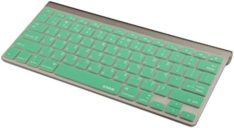 XSKN Hebrew Israel Language Mint Green Color Silicone Keyboard Skin Cover for 2015 and Ealier Released MacBook Air 13, Pro 13 15 17 inch, US Layou...