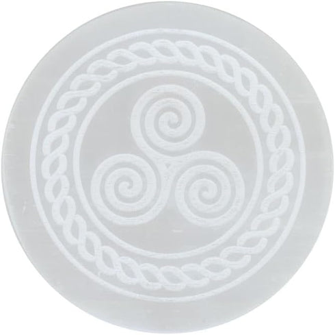 crystalmiracle Natural Selenite 3 Inches Round Charging Plate Crystal Healing Reiki Feng Shui Gemstone Gift Positive Energy Handcrafted...