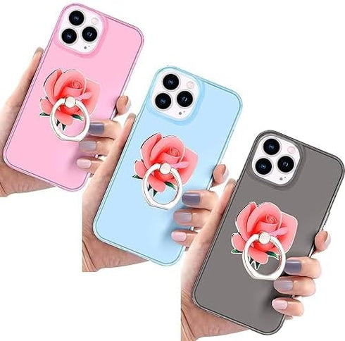 Phone Ring Holder Grip 3 Pack,Fonessary Metal Finger Ring Grip Kickstand Socket 360 Rotate for Smartphones (3 Rose)...
