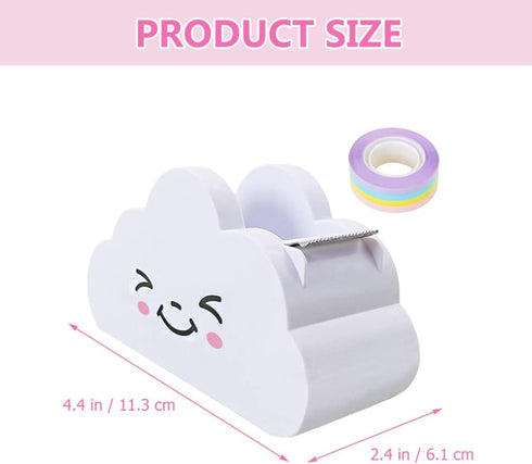 Cloud Tape Dispenser, Delicate Cartoon Tape Cutter with Rainbow Tape, Plastic Desktop Tape Dispenser for Girls Women Home Office Stationery Suppli...