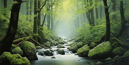 24X12IN Tropical Forest Terrarium Background, Natural Green Forest Tree Reptile Habitat Background, Misty Rainforest Aquarium Background, with 8 E...