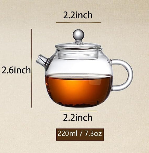 123Arts Mini Tea Pot, Teapot, Glass Teapot, Clear Teapot, Small Teapot for One Person Use,220ml/7.3oz...