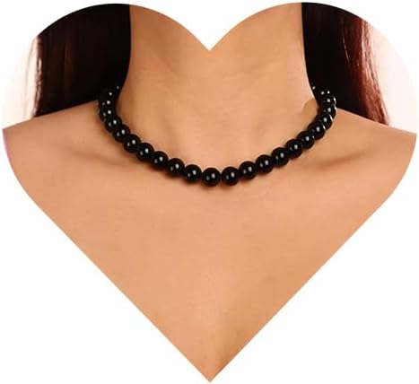 Denifery Vintage Black Pearl Choker Bohemian Pearl Ball Necklace OT Toggle Choker Dainty Women's Collar Necklace Prom Party Festival Gift...