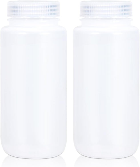 16.9 oz Wide Mouth Lab Reagent Bottle, Laboratory Grade Chemical Container, Sealed Leak-proof Translucent HDPE Bottle, Pill Bottle, Water Sample B...