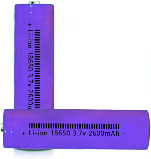 2 Packs 3.7V Button top Rechargeable Batteries for Headlamp, LED Flashlight, Electronic Devices etc Purple...