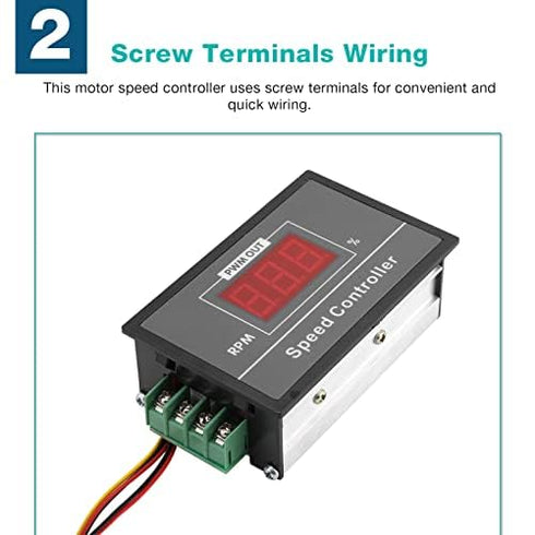 PWM DC Motor Speed Controller, Motor Speed Regulator Power Controller 6-60V 12V 24V 36V 48V 30A with LED Digital Display Slow Start/Stop Revolving...