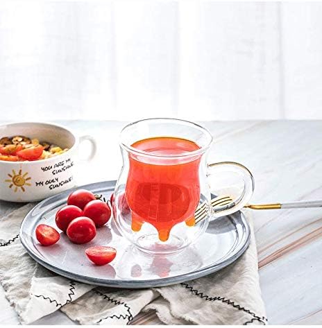 Double Wall Glass Cup - Creative Cup Cute Calf Insulated Mugs Thermo Coffee Milk Cups Creamer Pitcher (230ML/7.7oz)...