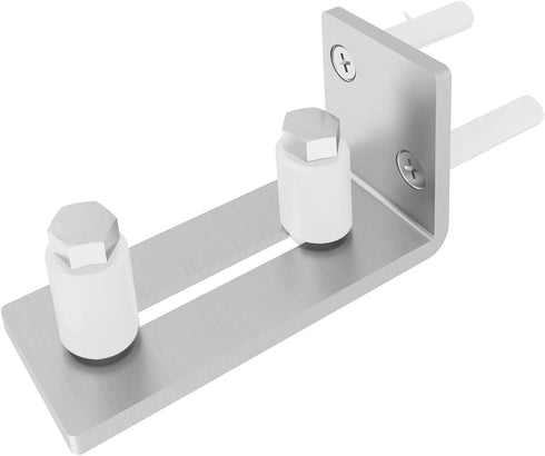 JUBEST Barn Door Floor Guide - Satin Nickel Adjustable Roller Wall Mounted Floor Guide for Door Thick Up to 2 1/8 inches, Flush Bottom Design, Smo...