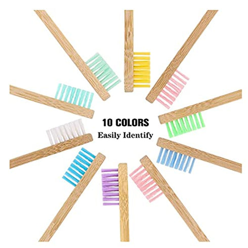 OUTIN Kids Bamboo Toothbrushes 20 Pcs Soft Bristles, Children Wood Toothbrush Colorful Eco Friendly Biodegradable Wooden Handle Tooth Brush, Multi...