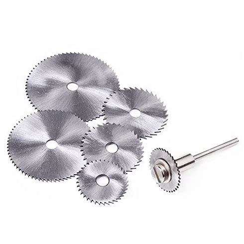6pc HSS Saw Blades with 1pc 1/8" Shank Extension Rod, Cutting Wheel Set for Rotary Tools...