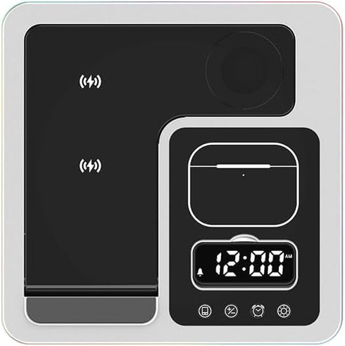 3in1 Wireless Charger Stand 15W Fast Charging for iPhone 15/14/13/12 Pro Max iWatch AirPods Charge Dock Station Holder (Silver), GBT-WD34...