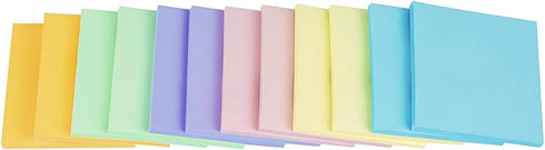 (12 Pack) Sticky Notes 3x3, Pastel Post Stickies Colorful Super Sticking Power Memo Pads, 6 Colors, Strong Adhesive...