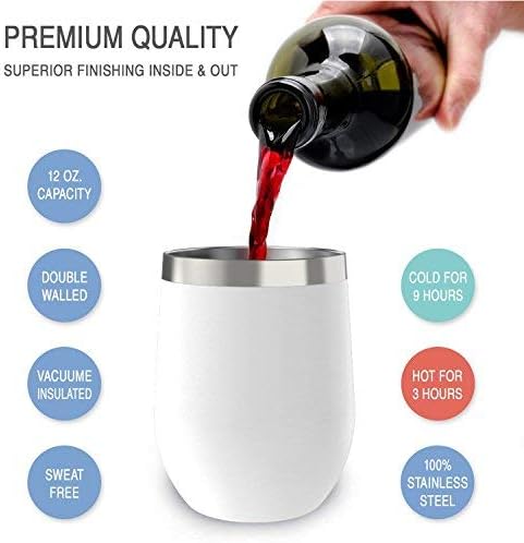 CHILLOUT LIFE 12 oz Stainless Steel Tumbler with Lid & Gift Box - Wine Tumbler Double Wall Vacuum Insulated Travel Tumbler Cup for Coffee, Wine, C...