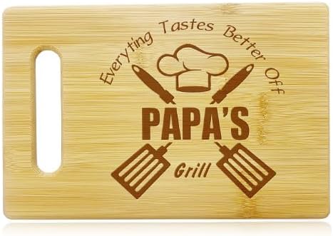 Everything Tastes Better Off Papa's Grill-Cutting Boards for Kitchen,Cute Bamboo Cutting Board,Papa Dad Cooking Gifts,Gifts for PAPA 10.6x7 Inch...