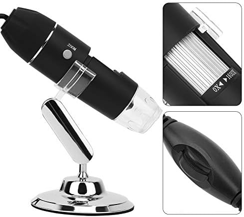 USB Digital Microscope,1600X Magnification Endoscope Mini Camera with 8 LEDs and Microscope Metal Stand,Compatible with Android,Window 7 8 10 for ...