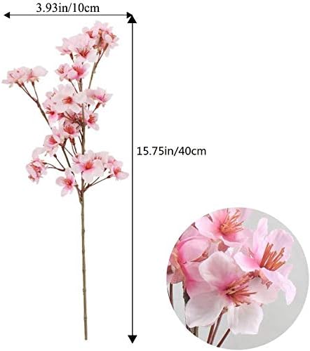 4Pcs Fake Cherry Blossom Flowers 15.7" Artificial Silk Cherry Peach Blossom Branches Spring Faux Japanese Floral Arrangements for Home Party Weddi...