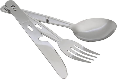 4-in-1 Camping Utensils Hiking Cutlery Set for 4, Portable Stainless Steel Flatware Spoon Fork, Knife & Bottle Opener Combo pack for Picnic Travel...
