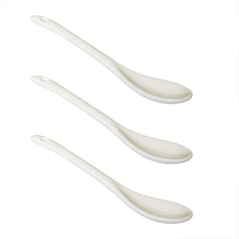 3 pcs Porcelain Egg Spoons Ceramic Spoons White 5 inch Coffee Dessert Yogurt Tea milky tea...