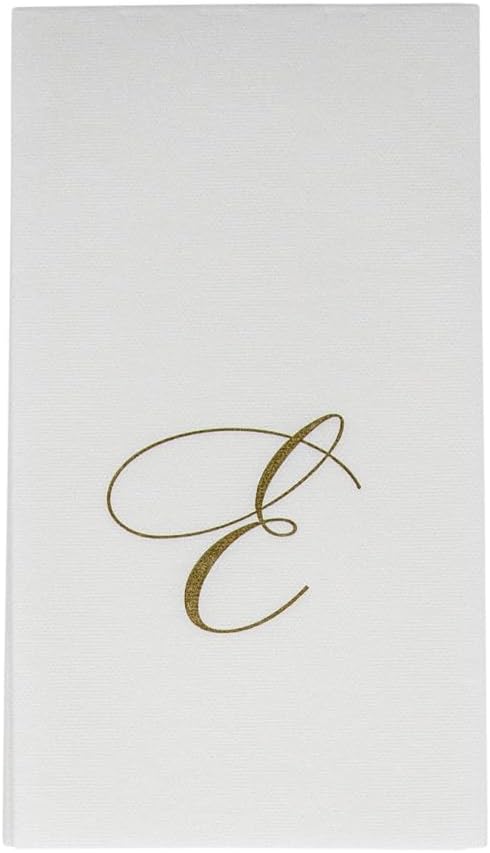 Caspari White Pearl Paper Linen Guest Towels, Monogram Initial, Pack of 24...