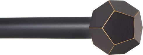 Ivilon Drapery Treatment Window Curtain Rod - Faceted Hexagonal 1 inch Pole. 16 to 28 Inch (Side Curtain Rod) Antique Black...