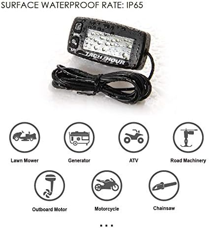 Jayron JR-HM032A Self Powered Digital Tach/Inductive/Maintenance/Waterproof/Backlit/Shutdown Hour Meter,Battery Replaceable,for Lawn Mower Tractor...