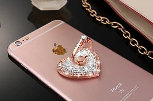 Cell Phone Ring Holder,360° Rotation Diamond Metal Finger Ring Grip for iPhone iPod iPad Samsung Galaxy and Other Smartphones (Rosegold)...